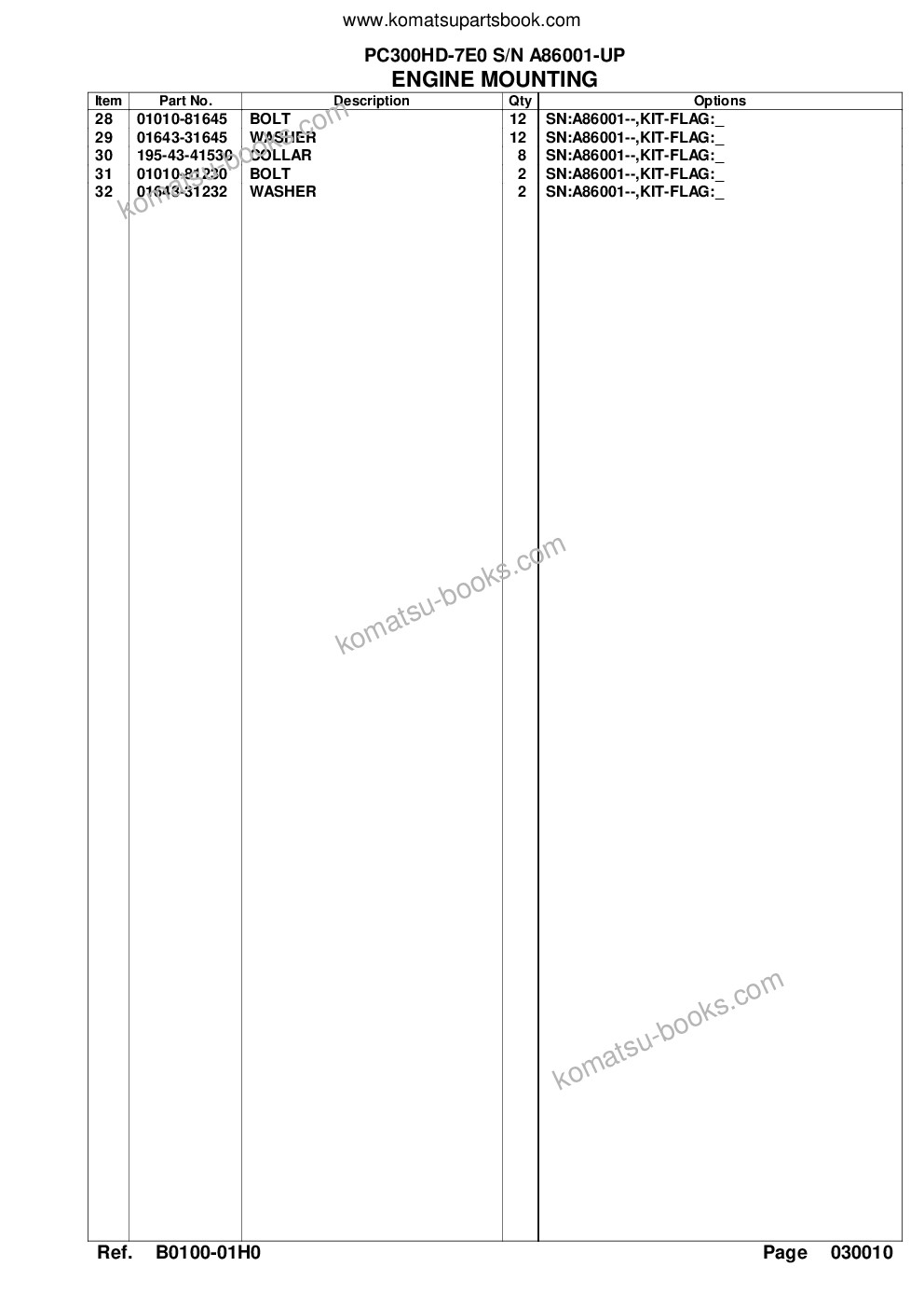 Komatsu pc300hd-7e0 s/n a86001-up Parts catalog cover Page 4