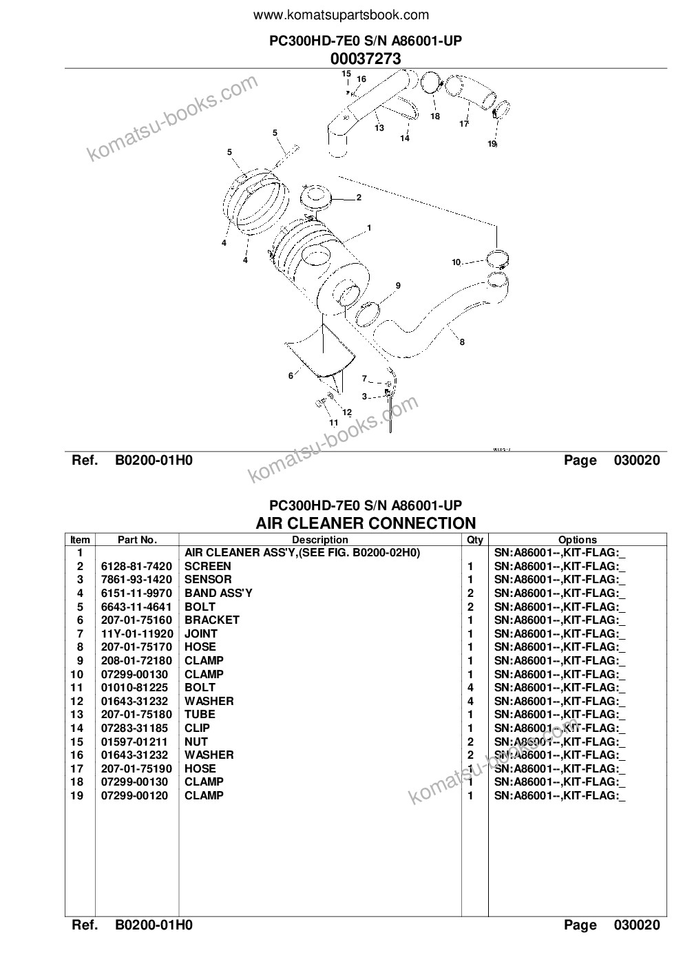 Komatsu pc300hd-7e0 s/n a86001-up Parts catalog cover Page 5