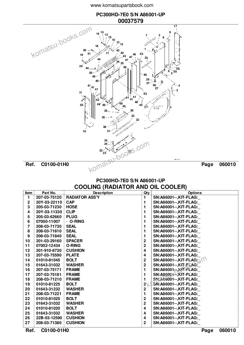 Komatsu pc300hd-7e0 s/n a86001-up Parts catalog cover Page 9