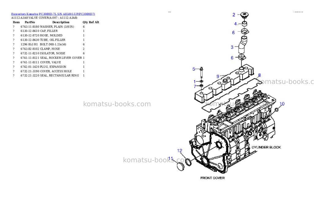 Komatsu pc300hd-7l s/n a85001-up Parts catalog cover Page 3
