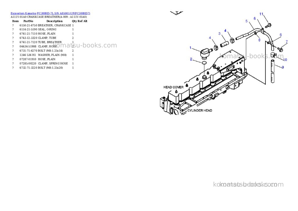Komatsu pc300hd-7l s/n a85001-up Parts catalog cover Page 4