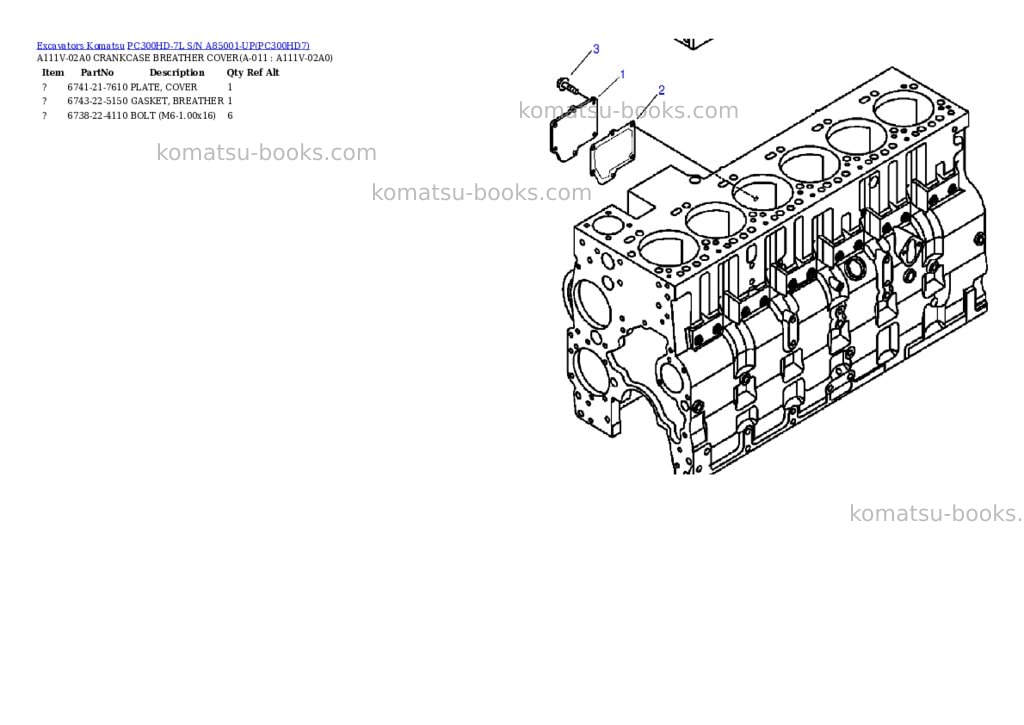 Komatsu pc300hd-7l s/n a85001-up Parts catalog cover Page 5