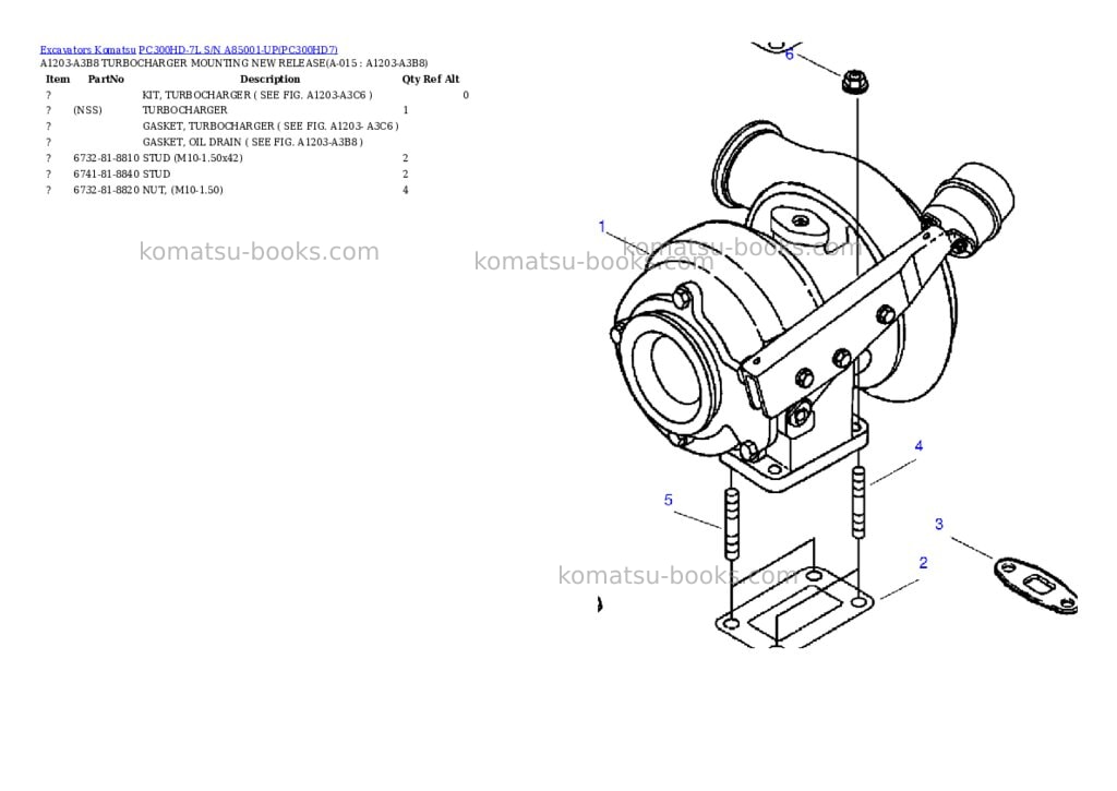 Komatsu pc300hd-7l s/n a85001-up Parts catalog cover Page 7