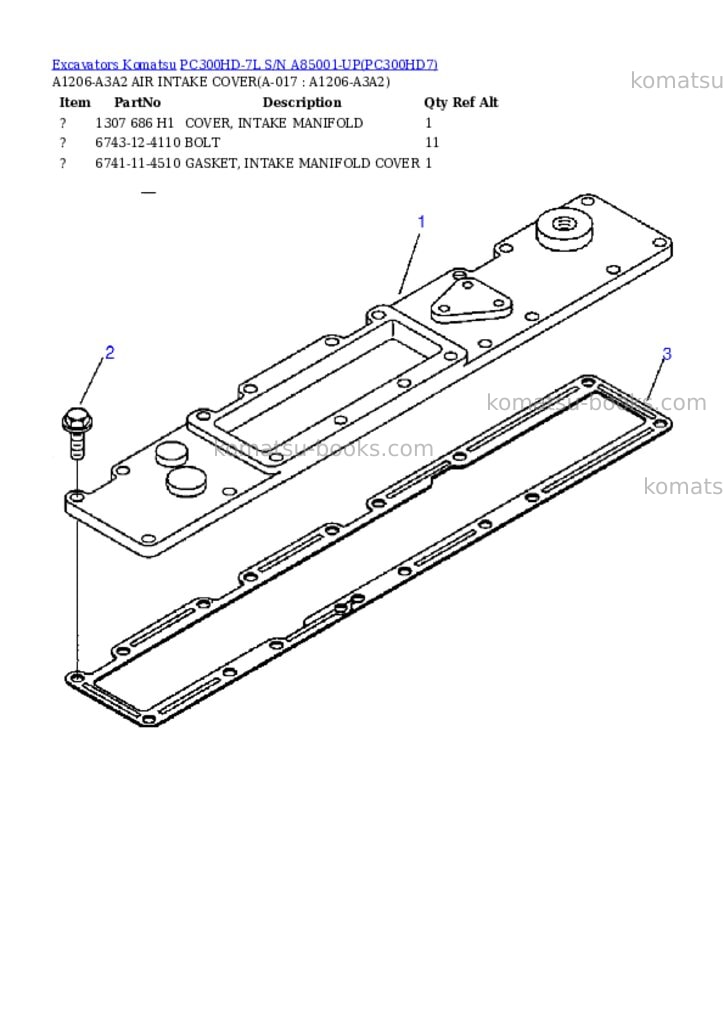 Komatsu pc300hd-7l s/n a85001-up Parts catalog cover Page 8