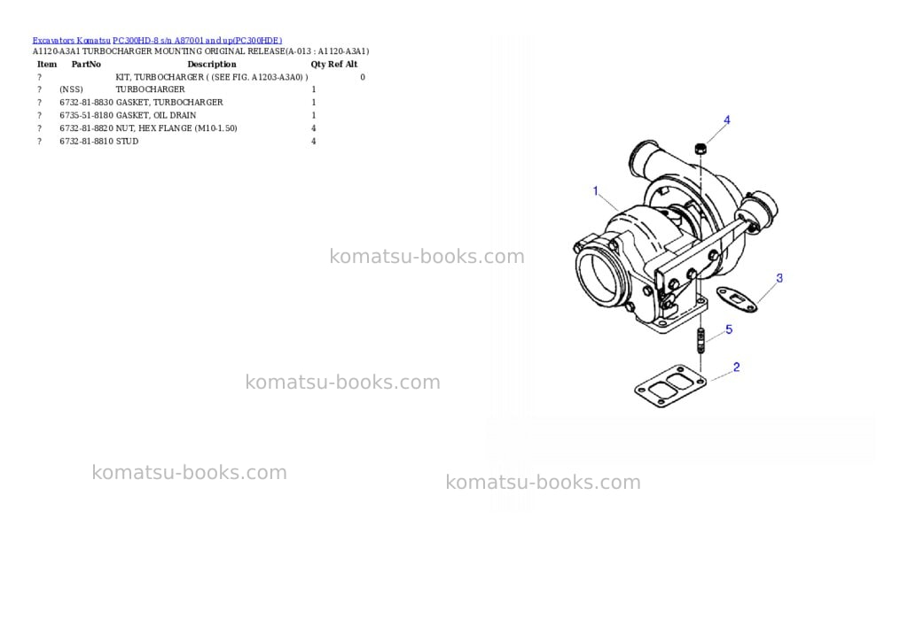 Komatsu pc300hd-8 s/n a87001 and up Parts catalog cover Page 6 Komatsu pc300hd-8 s/n a87001 and up Parts catalog cover Page 6