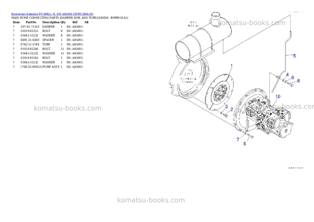 Komatsu pc300ll-7l s/n a85001-up Parts catalog cover Page 4
