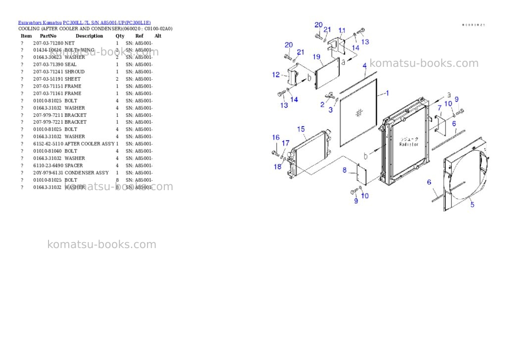 Komatsu pc300ll-7l s/n a85001-up Parts catalog cover Page 8
