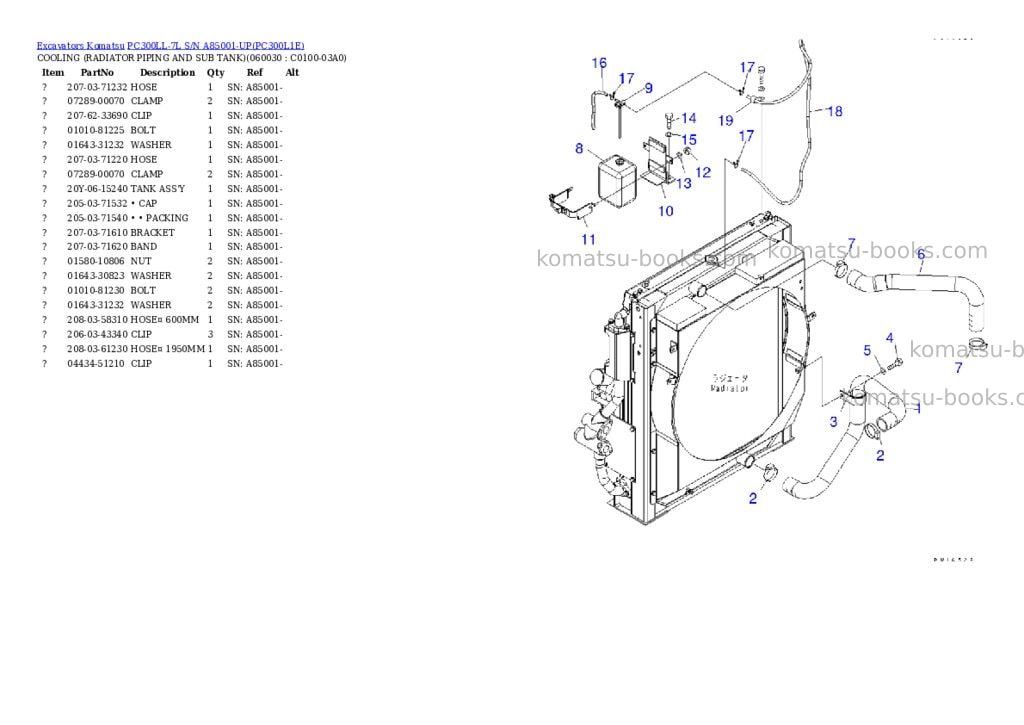 Komatsu pc300ll-7l s/n a85001-up Parts catalog cover Page 9