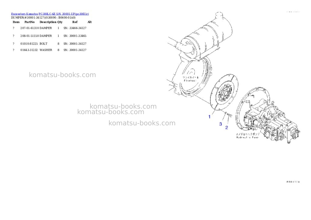 Komatsu pc300lc-6z s/n 30001-up Parts catalog cover Page 8 Komatsu pc300lc-6z s/n 30001-up Parts catalog cover Page 8