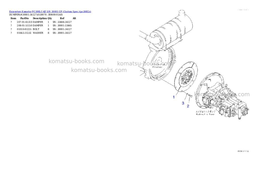 Komatsu PC300LC-6Z S/N 30001-UP (Custom Spec.) Parts catalog cover Page 6 Komatsu PC300LC-6Z S/N 30001-UP (Custom Spec.) Parts catalog cover Page 6