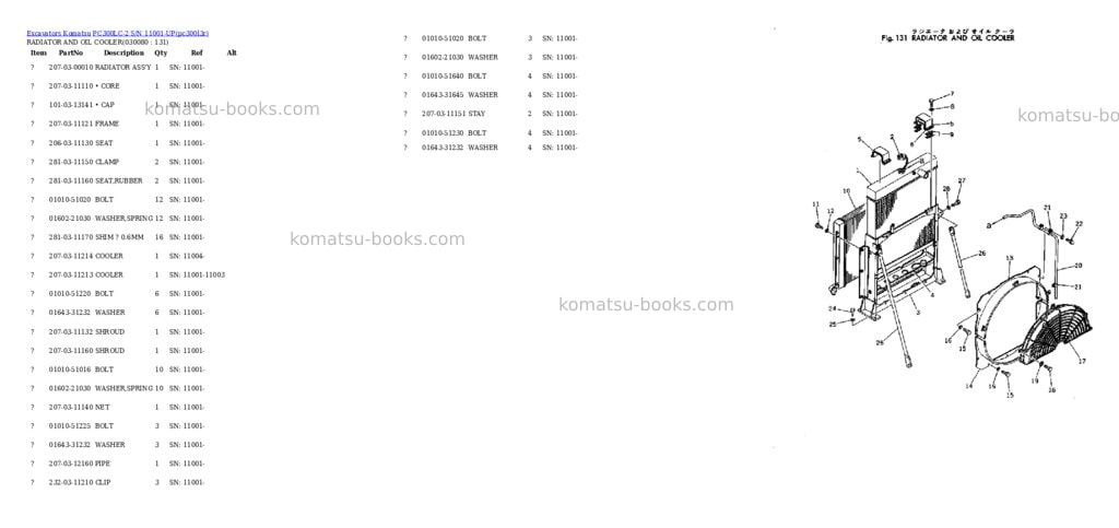 Komatsu pc300lc-2 s/n 11001-up Parts catalog cover Page 7 Komatsu pc300lc-2 s/n 11001-up Parts catalog cover Page 7