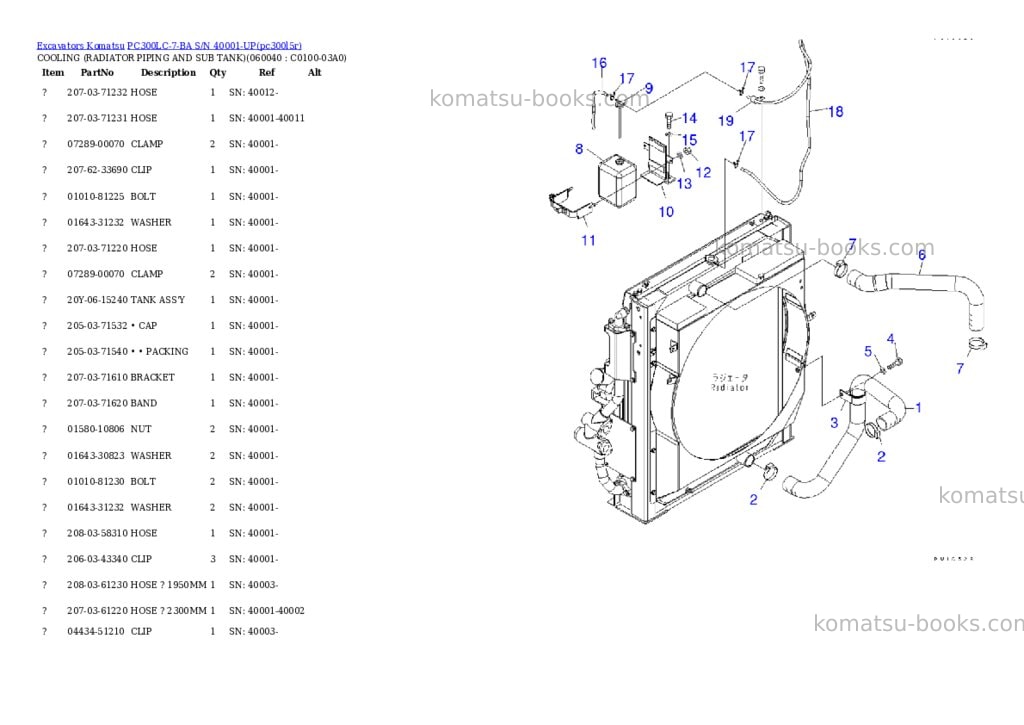 Komatsu pc300lc-7-ba s/n 40001-up Parts catalog cover Page 7