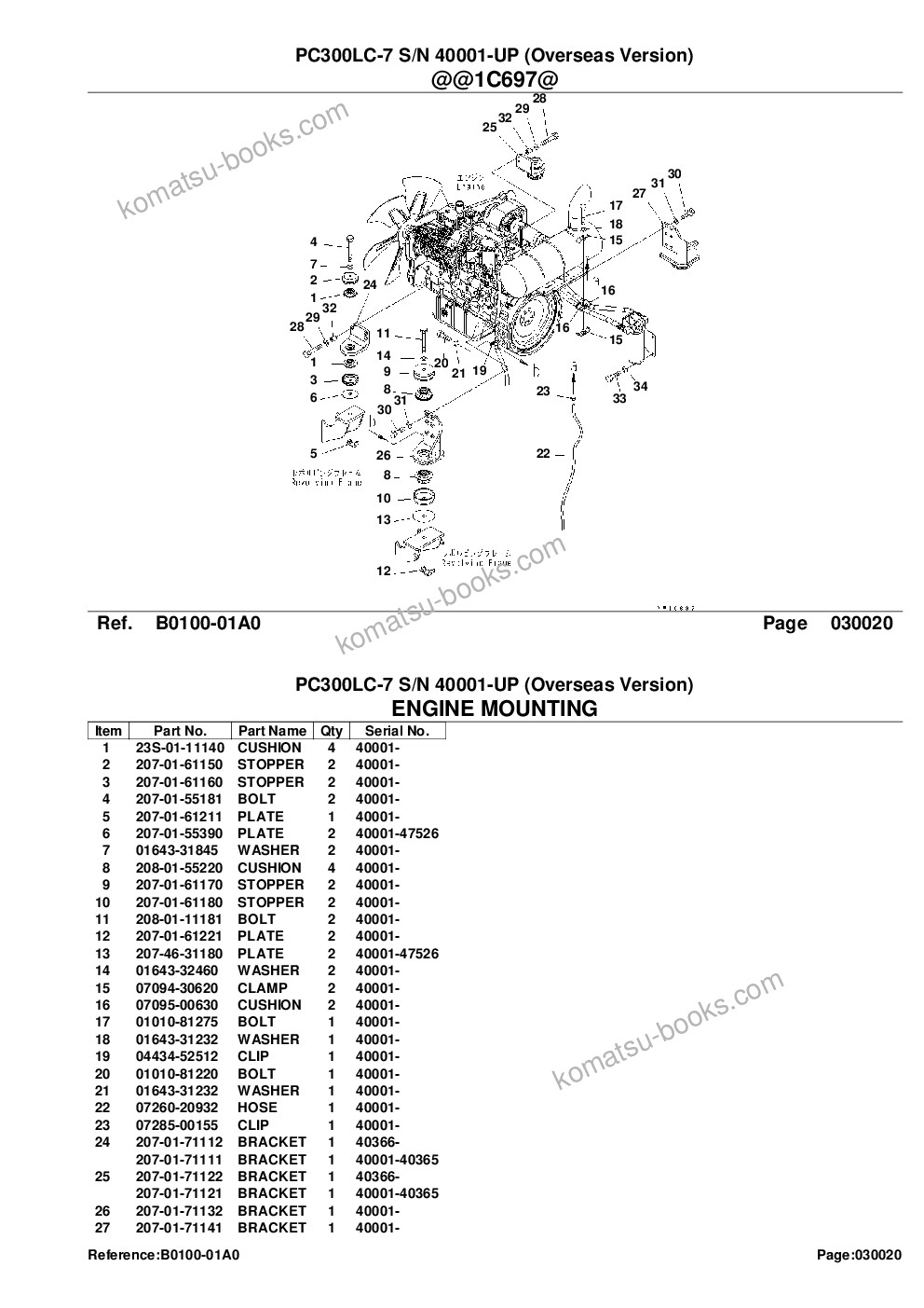 Komatsu pc300lc-7 s/n 40001-up overseas version Parts catalog cover Page 4
