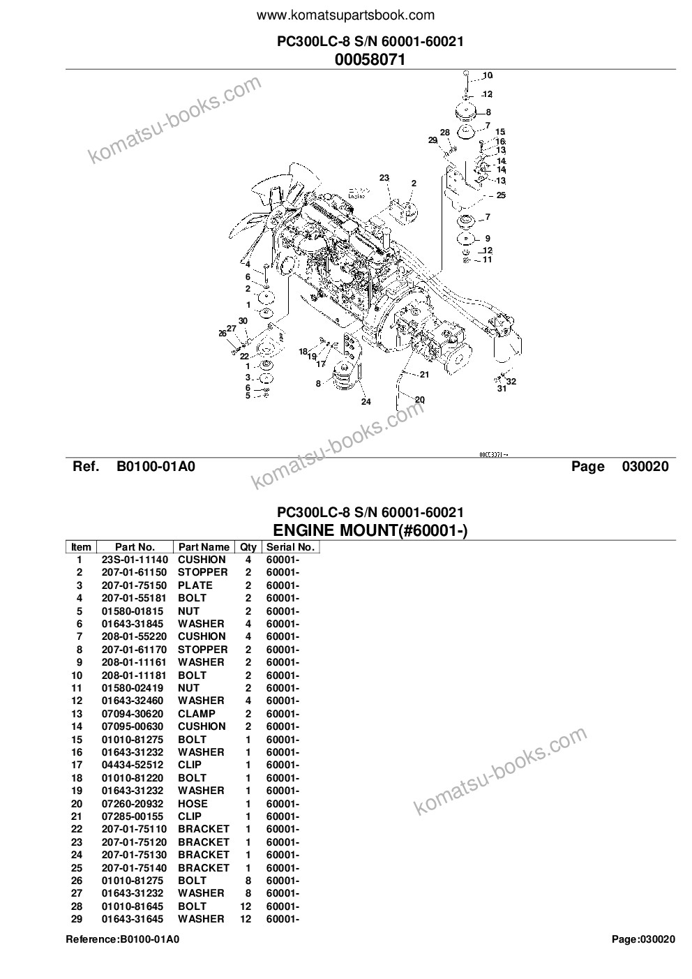 Komatsu pc300lc-8 s/n 60001-60021 Parts catalog cover Page 4