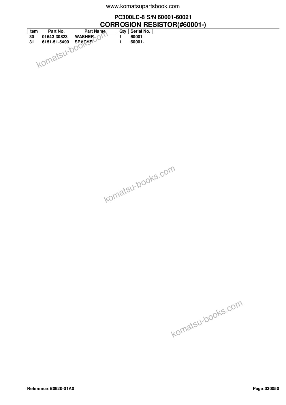 Komatsu pc300lc-8 s/n 60001-60021 Parts catalog cover Page 9