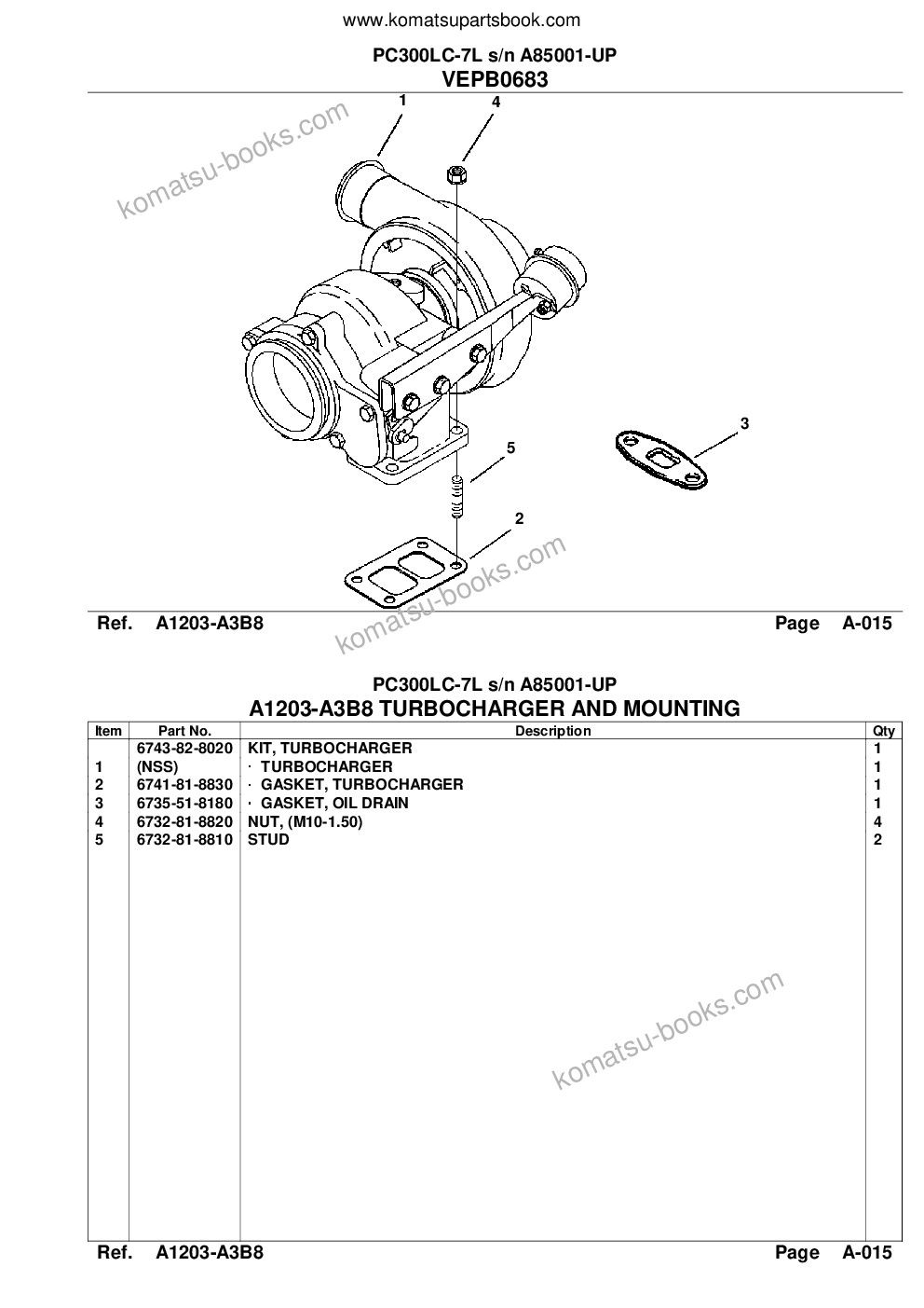 Komatsu pc300lc-7l s/n a85001-up Parts catalog cover Page 10