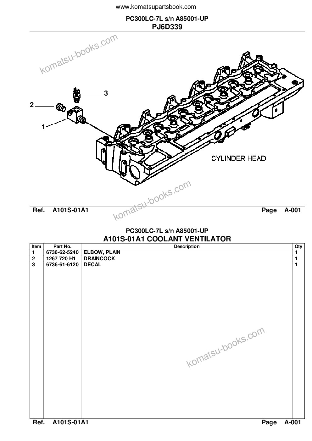 Komatsu pc300lc-7l s/n a85001-up Parts catalog cover Page 3