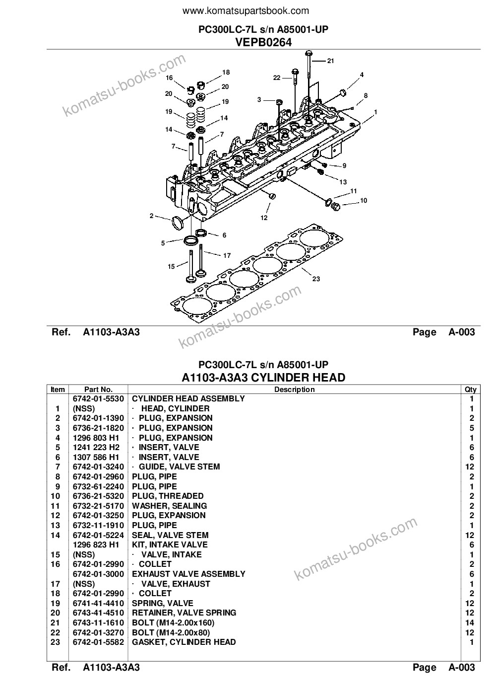 Komatsu pc300lc-7l s/n a85001-up Parts catalog cover Page 4