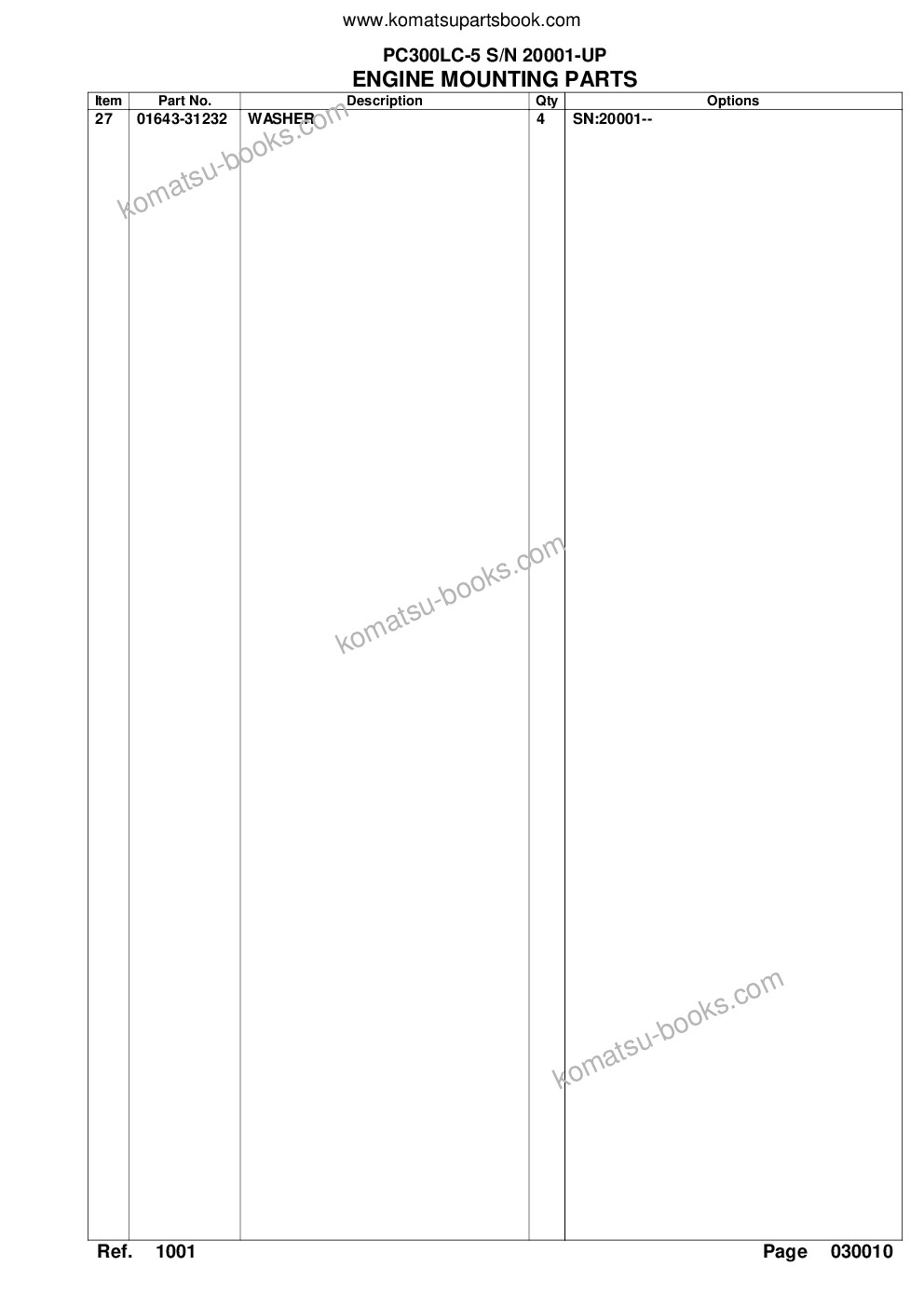 Komatsu pc300lc-5 s/n 20001-up Parts catalog cover Page 4