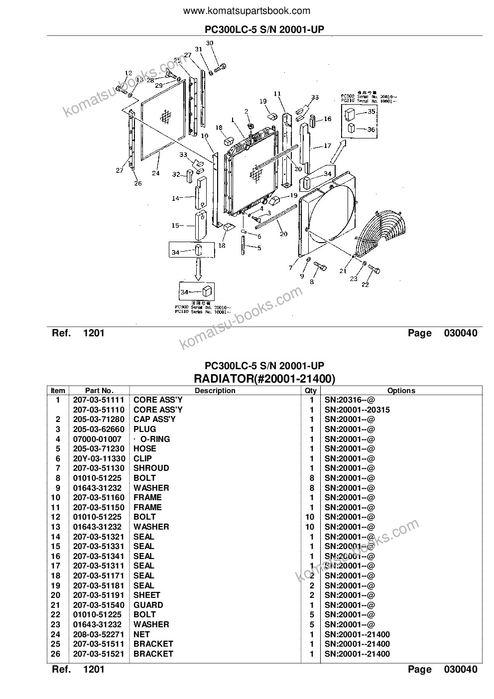 Komatsu pc300lc-5 s/n 20001-up Parts catalog cover Page 8