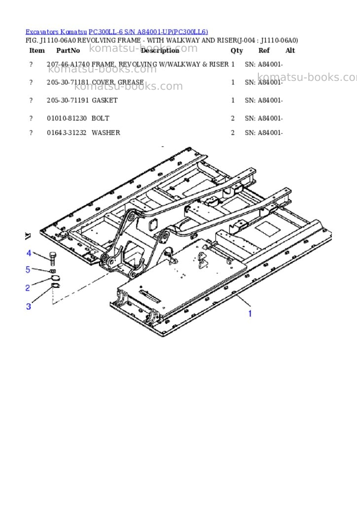 Komatsu pc300ll-6 s/n a84001-up Parts catalog cover Page 10