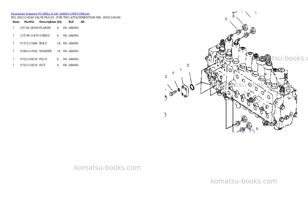 Komatsu pc300ll-6 s/n a84001-up Parts catalog cover Page 4