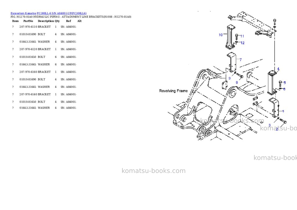Komatsu pc300ll-6 s/n a84001-up Parts catalog cover Page 5