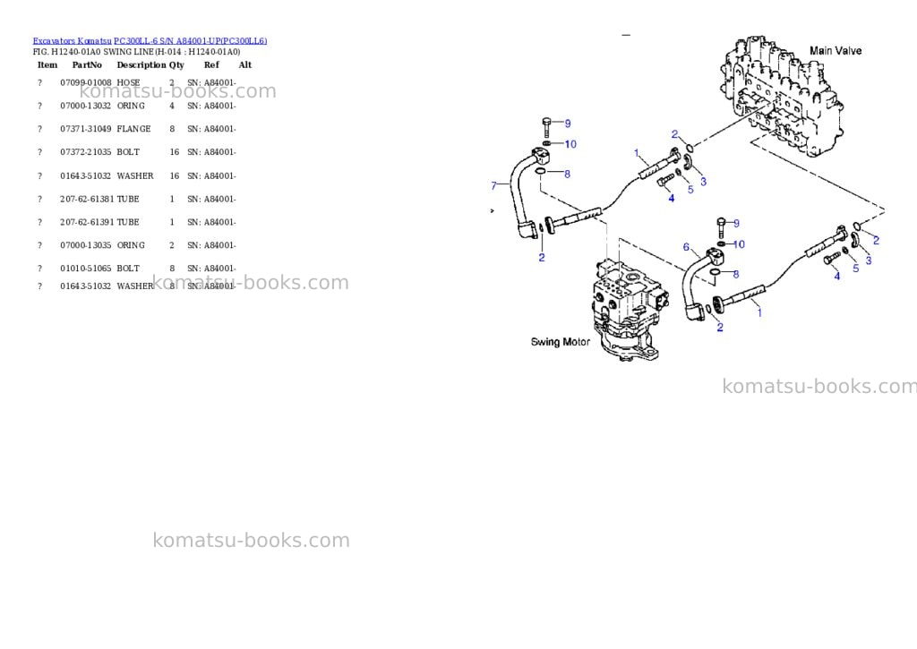 Komatsu pc300ll-6 s/n a84001-up Parts catalog cover Page 8