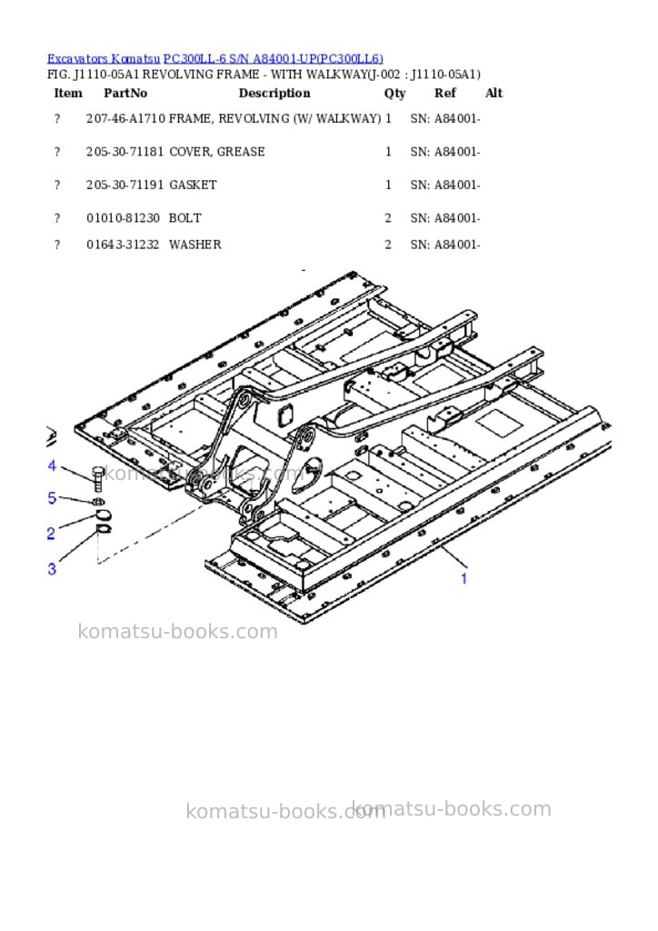 Komatsu pc300ll-6 s/n a84001-up Parts catalog cover Page 9