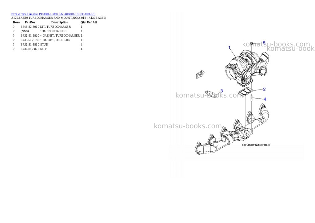 Komatsu pc300ll-7e0 s/n a86001-up Parts catalog cover Page 4