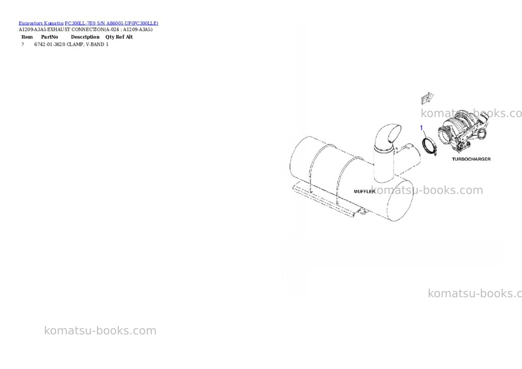 Komatsu pc300ll-7e0 s/n a86001-up Parts catalog cover Page 7