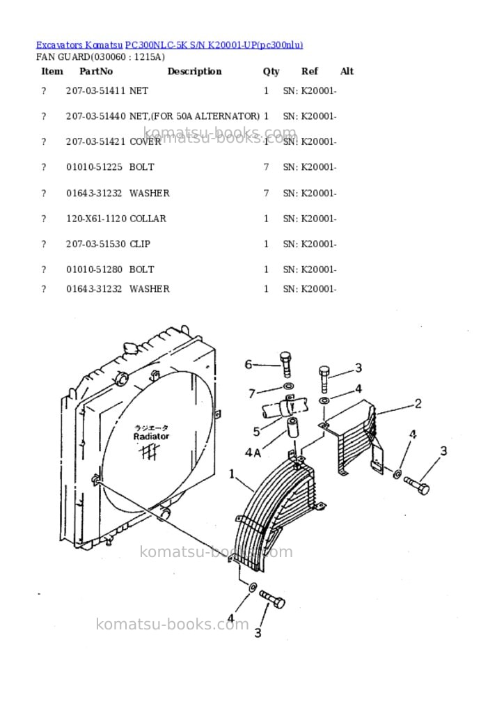 Komatsu pc300nlc-5k s/n k20001-up Parts catalog cover Page 5