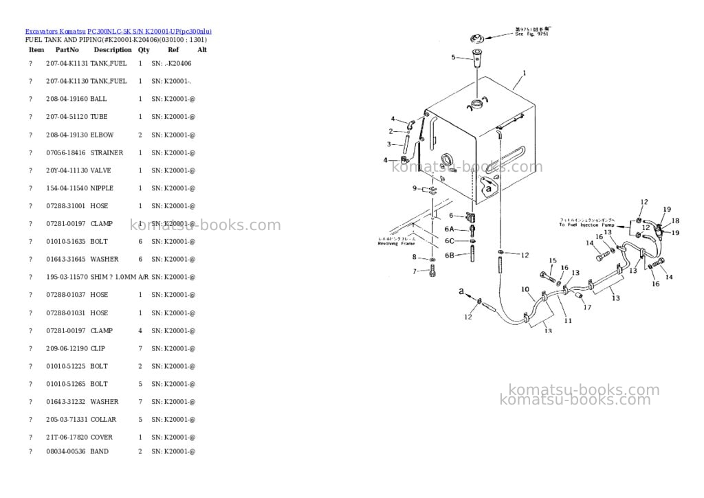 Komatsu pc300nlc-5k s/n k20001-up Parts catalog cover Page 9