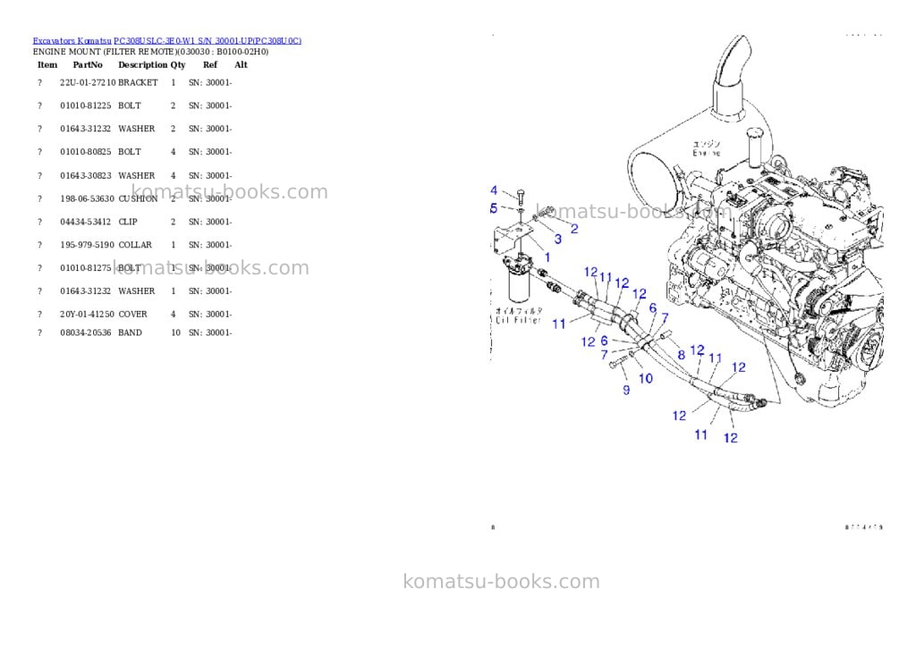 Komatsu PC308USLC-3E0-W1 S/N 30001-UP Parts catalog cover Page 2