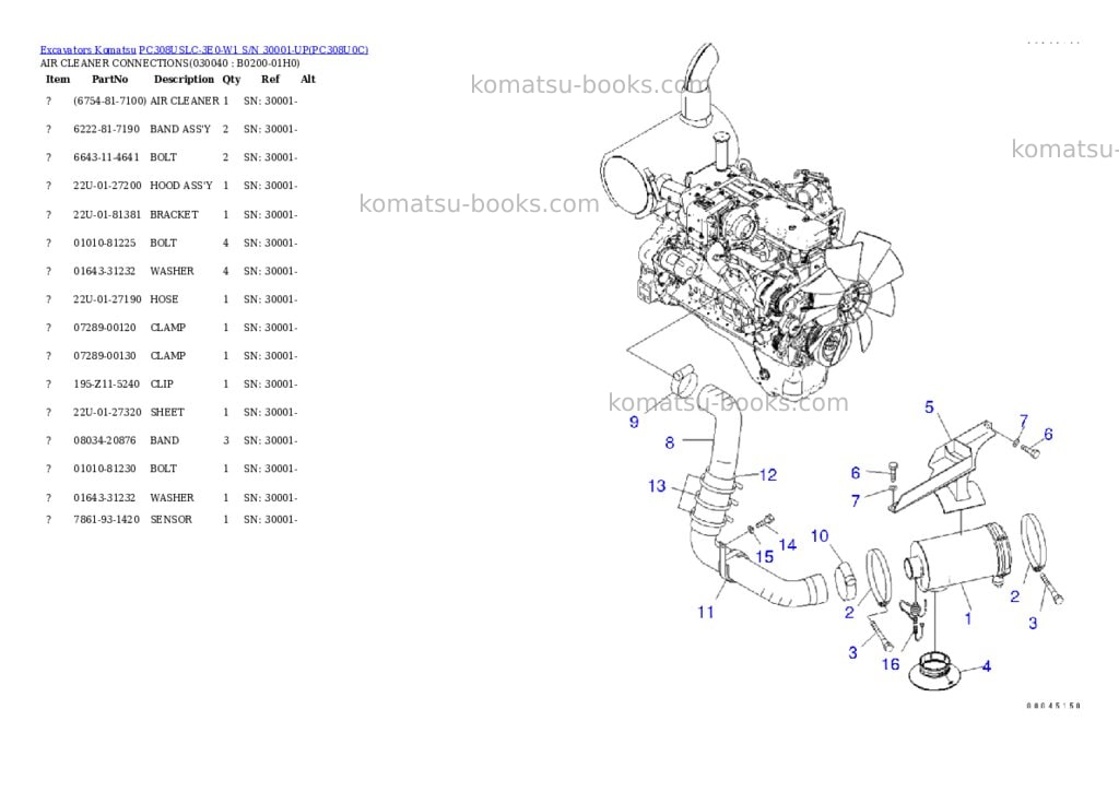 Komatsu PC308USLC-3E0-W1 S/N 30001-UP Parts catalog cover Page 3