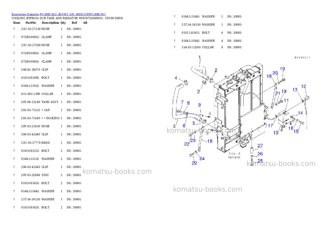 Komatsu PC308USLC-3E0-W1 S/N 30001-UP Parts catalog cover Page 8