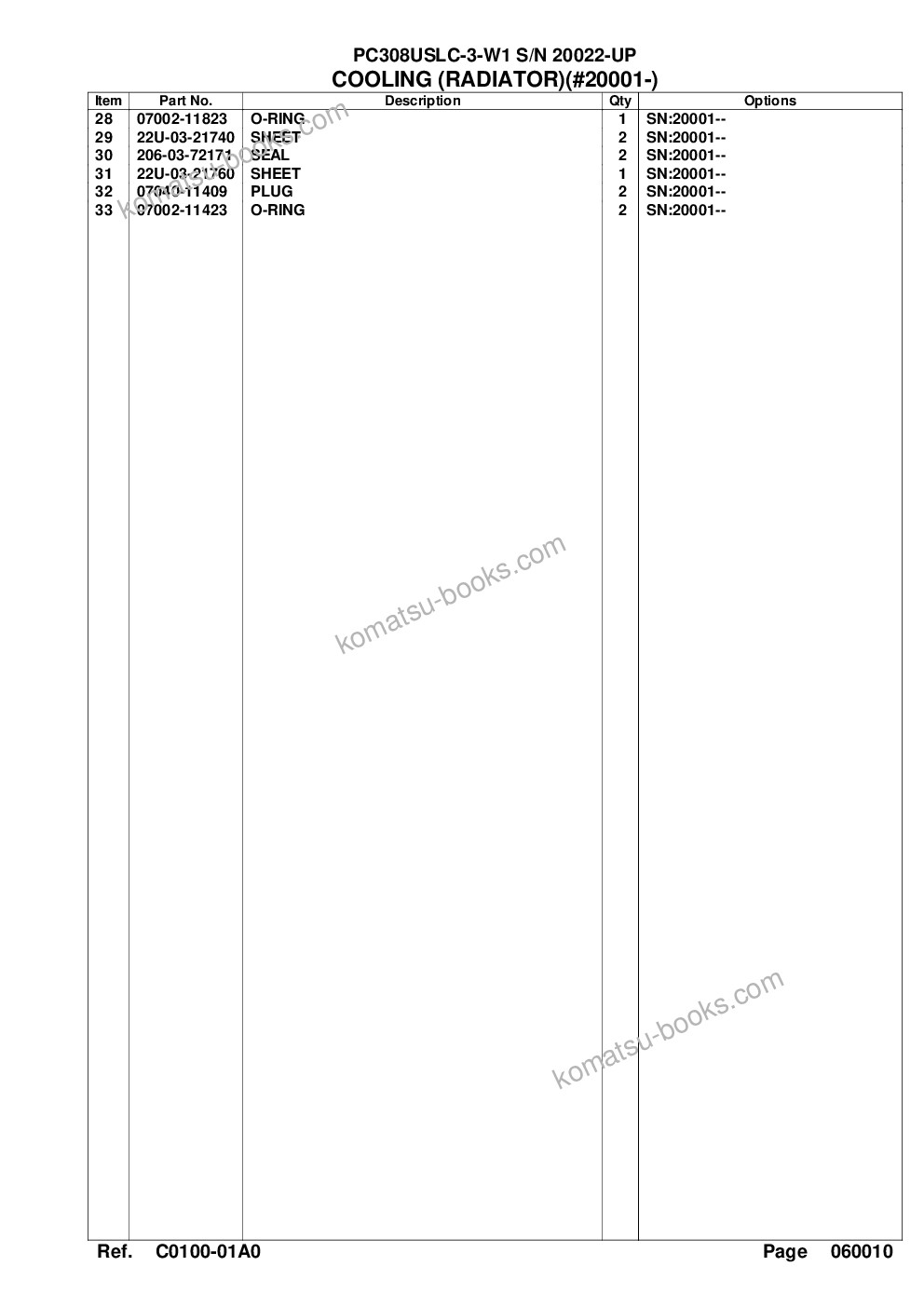 Komatsu PC308USLC-3 S/N 20001-UP Parts catalog cover Page 10 Komatsu PC308USLC-3 S/N 20001-UP Parts catalog cover Page 10