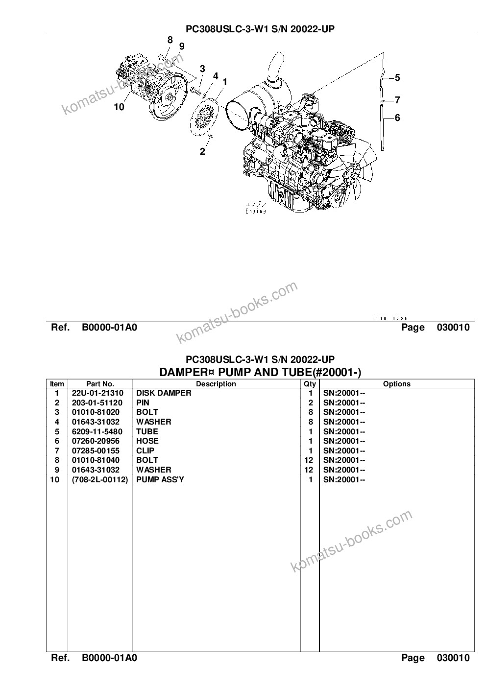 Komatsu PC308USLC-3 S/N 20001-UP Parts catalog cover Page 3 Komatsu PC308USLC-3 S/N 20001-UP Parts catalog cover Page 3