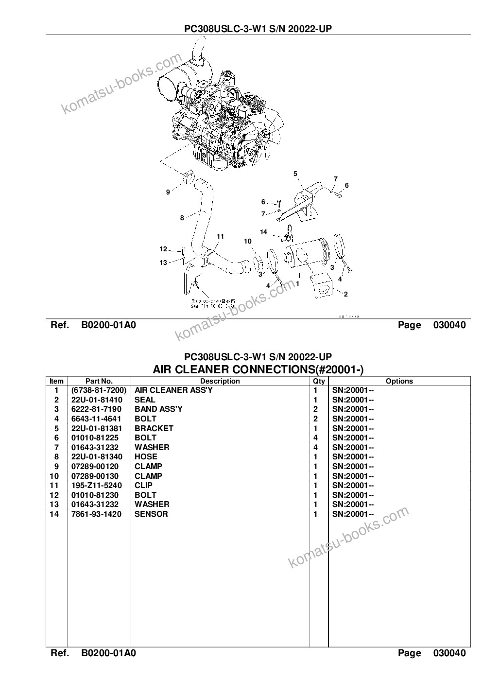 Komatsu PC308USLC-3 S/N 20001-UP Parts catalog cover Page 6 Komatsu PC308USLC-3 S/N 20001-UP Parts catalog cover Page 6