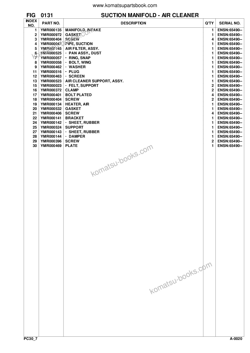 Komatsu pc30-7 s/n f10001-up Parts catalog cover Page 6 Komatsu pc30-7 s/n f10001-up Parts catalog cover Page 6