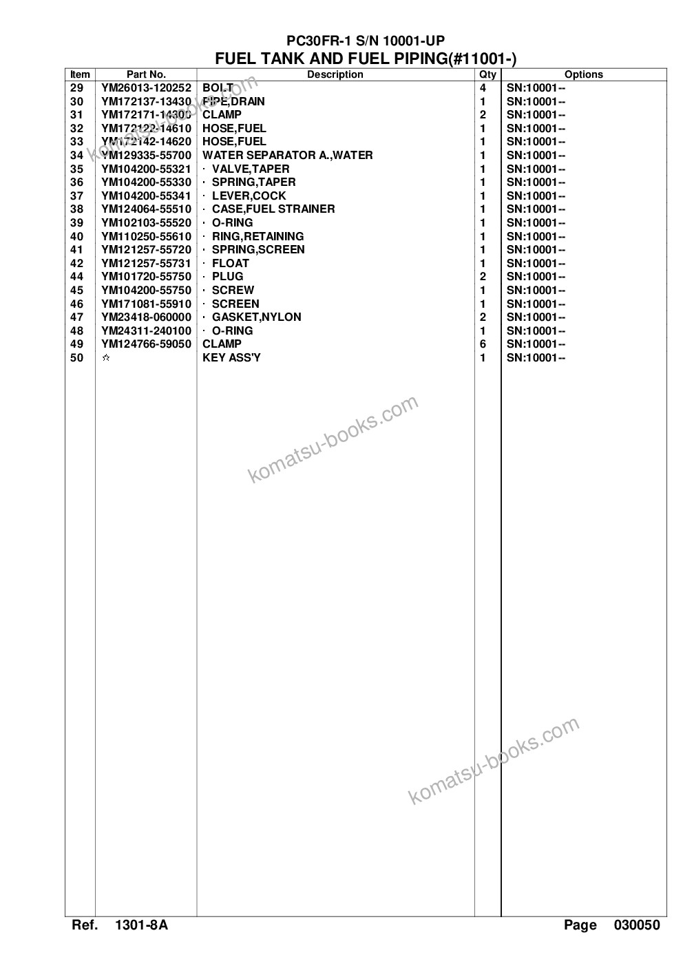 Komatsu pc30fr-1 s/n 10001-up Catálogo de peças capa Página 10