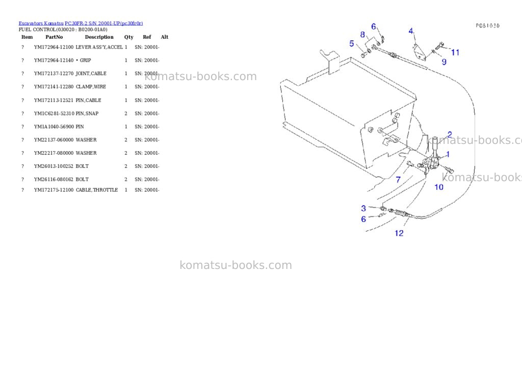 Komatsu pc30fr-2 s/n 20001-up Parts catalog cover