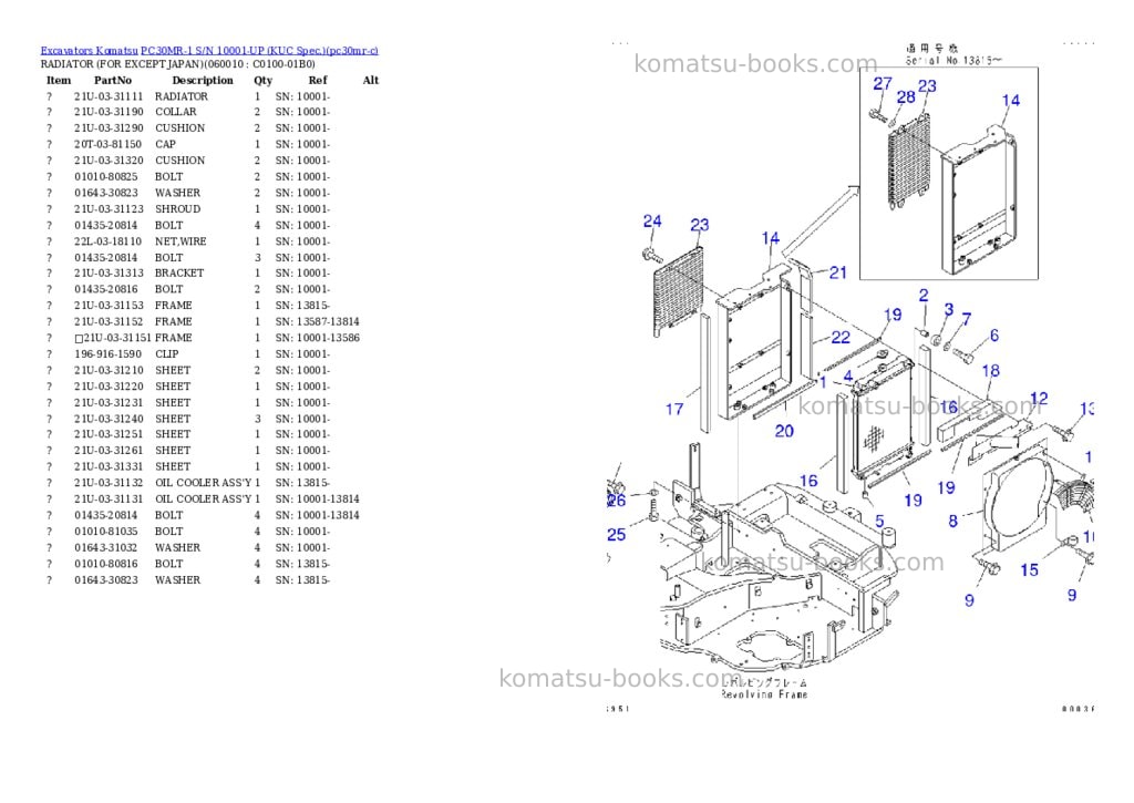 Komatsu PC30MR-1 S/N 10001-UP (KUC Spec.) Parts catalog cover Page 3 Komatsu PC30MR-1 S/N 10001-UP (KUC Spec.) Parts catalog cover Page 3