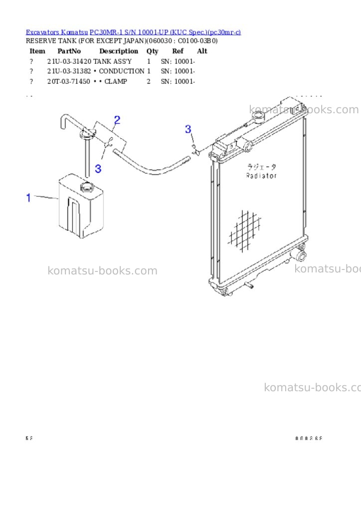 Komatsu PC30MR-1 S/N 10001-UP (KUC Spec.) Parts catalog cover Page 5 Komatsu PC30MR-1 S/N 10001-UP (KUC Spec.) Parts catalog cover Page 5