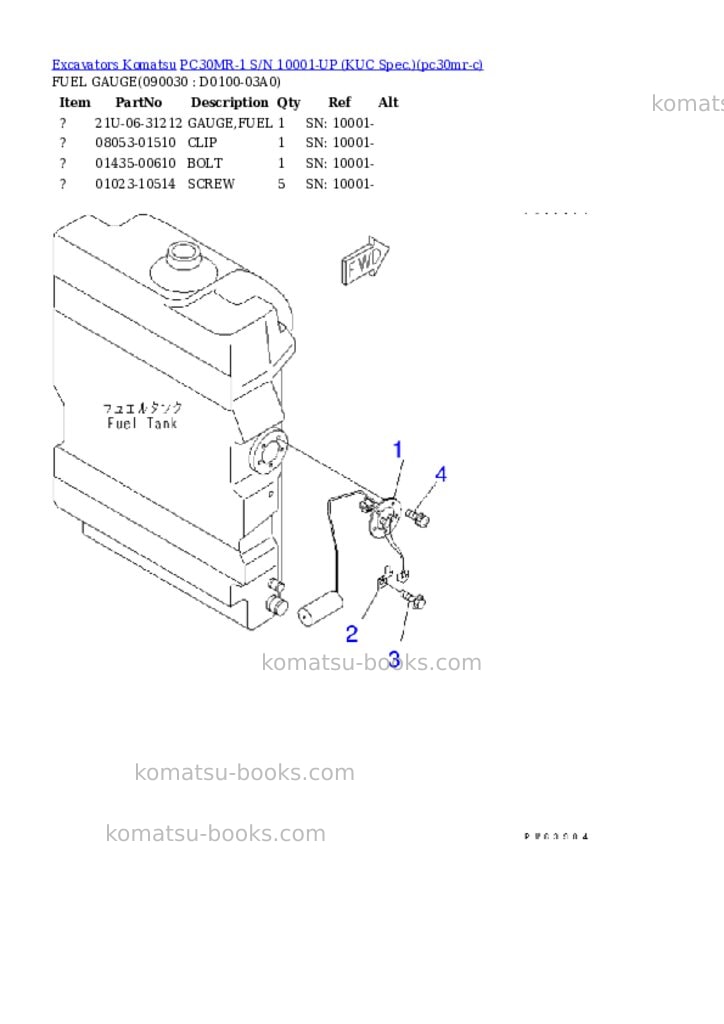 Komatsu PC30MR-1 S/N 10001-UP (KUC Spec.) Parts catalog cover Page 9 Komatsu PC30MR-1 S/N 10001-UP (KUC Spec.) Parts catalog cover Page 9