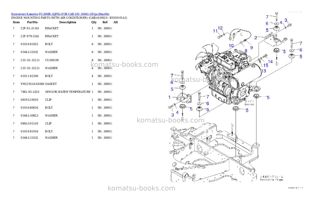 Komatsu pc30mr-3jpn-for cab s/n 30001-up Parts catalog cover Komatsu pc30mr-3jpn-for cab s/n 30001-up Parts catalog cover