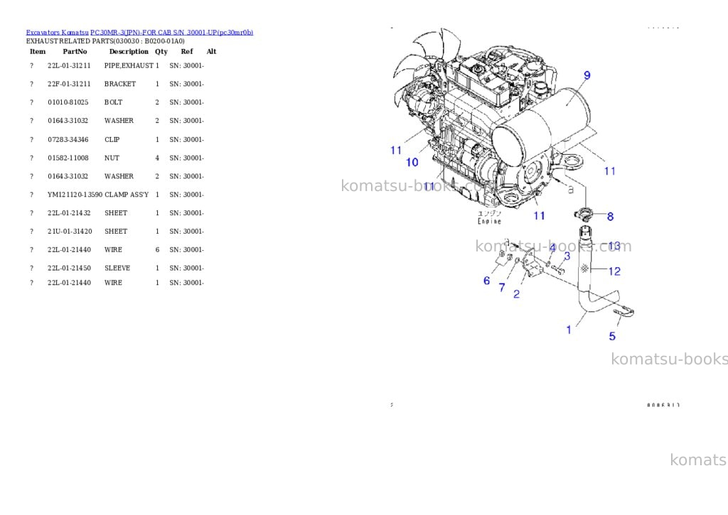 Komatsu pc30mr-3jpn-for cab s/n 30001-up Parts catalog cover Page 2 Komatsu pc30mr-3jpn-for cab s/n 30001-up Parts catalog cover Page 2