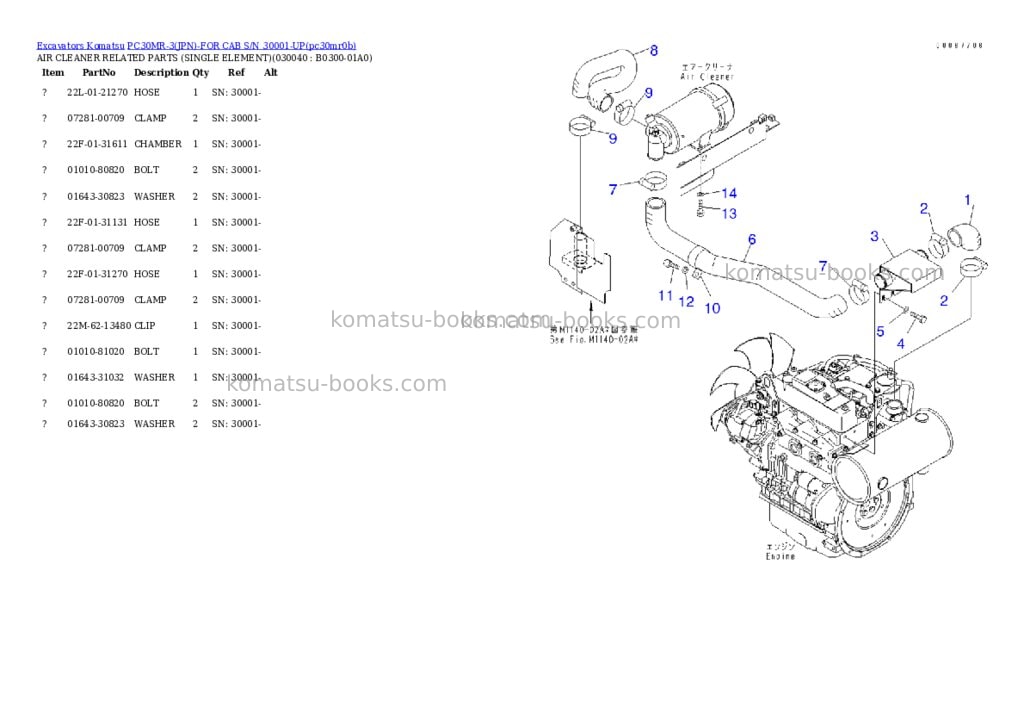 Komatsu pc30mr-3jpn-for cab s/n 30001-up Parts catalog cover Page 3 Komatsu pc30mr-3jpn-for cab s/n 30001-up Parts catalog cover Page 3