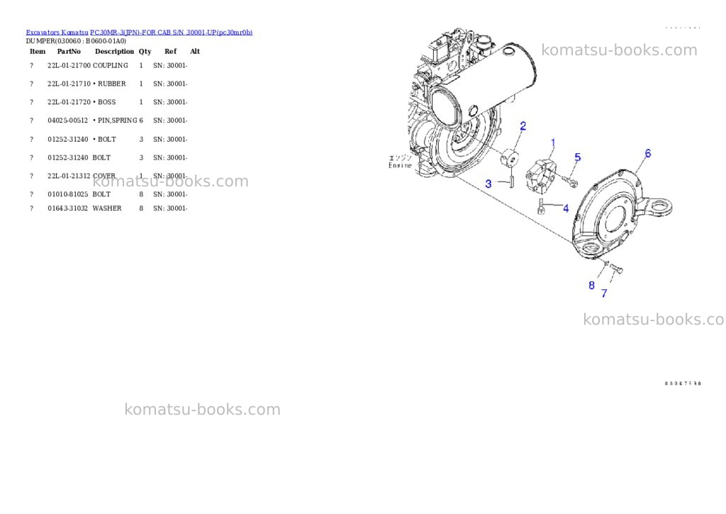 Komatsu pc30mr-3jpn-for cab s/n 30001-up Parts catalog cover Page 5 Komatsu pc30mr-3jpn-for cab s/n 30001-up Parts catalog cover Page 5