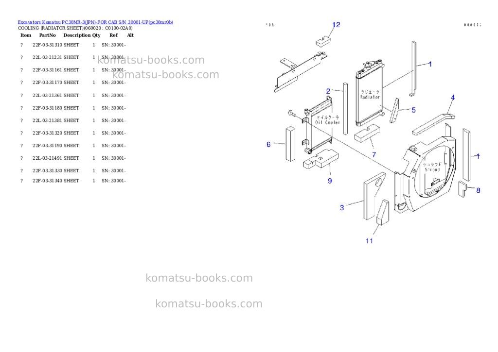Komatsu pc30mr-3jpn-for cab s/n 30001-up Parts catalog cover Page 7 Komatsu pc30mr-3jpn-for cab s/n 30001-up Parts catalog cover Page 7